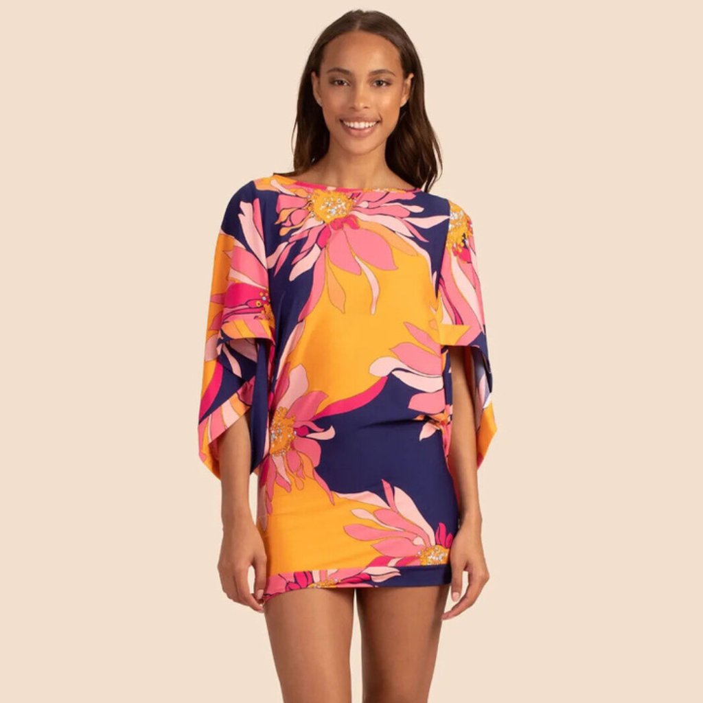 Trina Turk Breeze Tunic Dress Swim Cover Up Dress Paddle Suit Size M Set